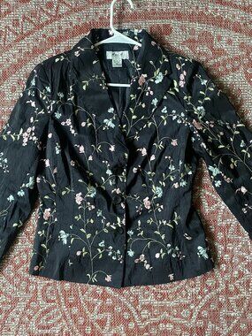 Vintage Embroidered Black Blazer